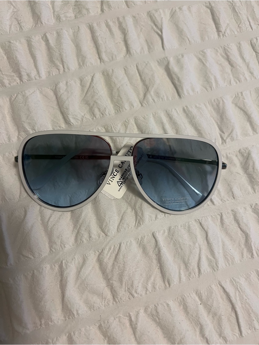Vince Camuto White Frame Blue Lens Aviator Sunglasses - Gradient Blue